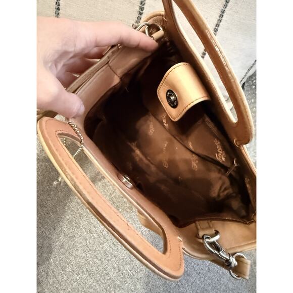 Vintage Fossil Embossed Genuine Leather Purse Crossbody Bag Tan Beige Y2K 90s - Picture 12 of 13